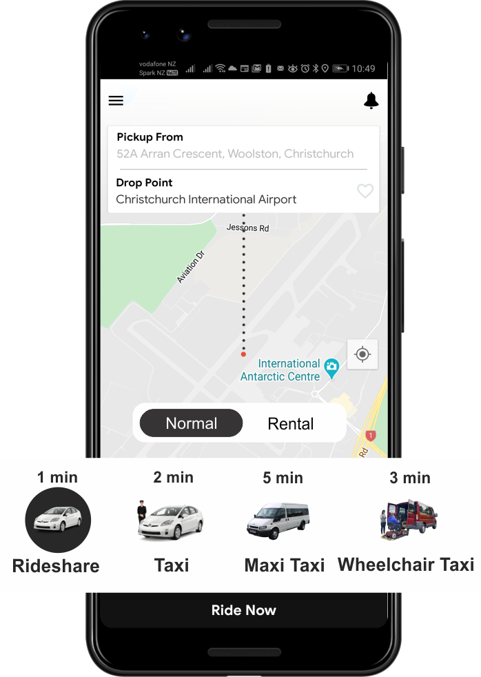 Rideshare taxi app