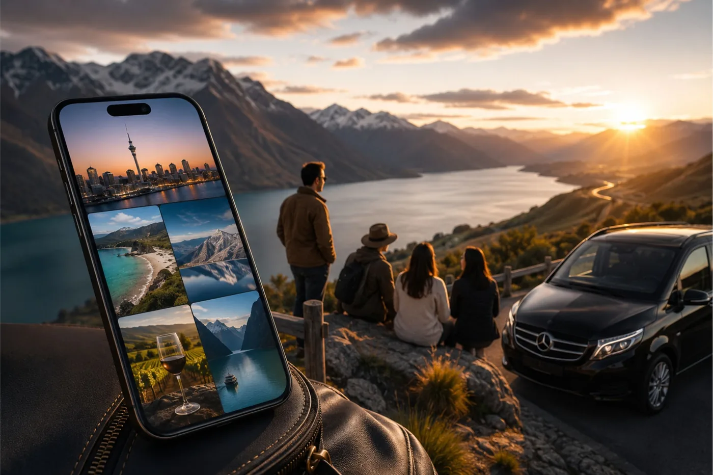 Taxi Christchurch – King Cabs 18 New Zealand scenic transport and travel on a mobile phone, representing app-based booking